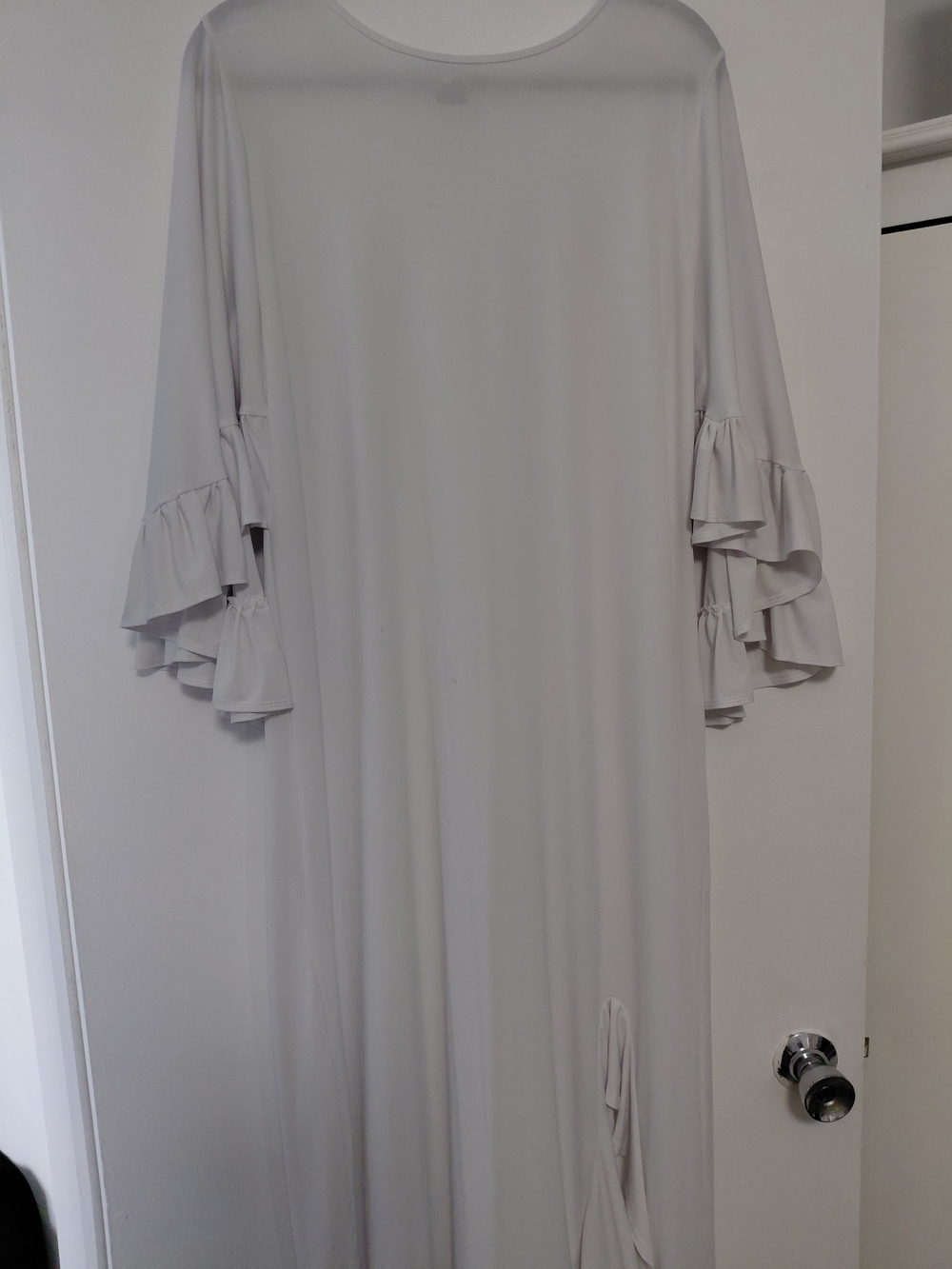 White Ruffle Sleeve Women's Dress